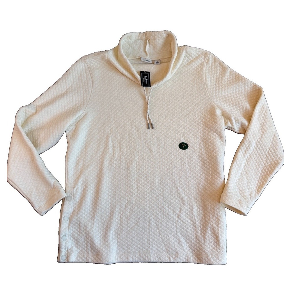 L.L. Bean Women's SoftLight Quilted Funnelneck Pullover sz L Petite NWT